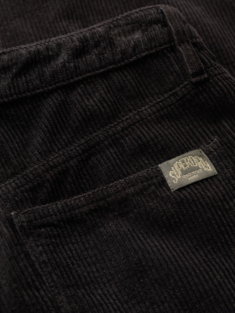 Superdry Black 100% Cotton Mid Rise Wide Leg Cord Trousers - Image 7 of 7