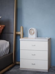 Wiemann Peyton Rustic Oak/White 3 Drawer Glass Bedside Table - Image 1 of 1