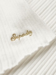 Superdry Off White Superdry Essential Button Through Long Sleeve 100% Cotton Cardigan - Image 4 of 5