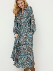 FatFace Green Swinley Mirrored Floral Midi Dress - Image 1 of 5