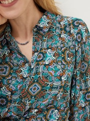 FatFace Green Swinley Mirrored Floral Midi Dress - Image 4 of 5
