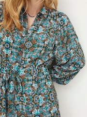 FatFace Green Swinley Mirrored Floral Midi Dress - Image 5 of 5