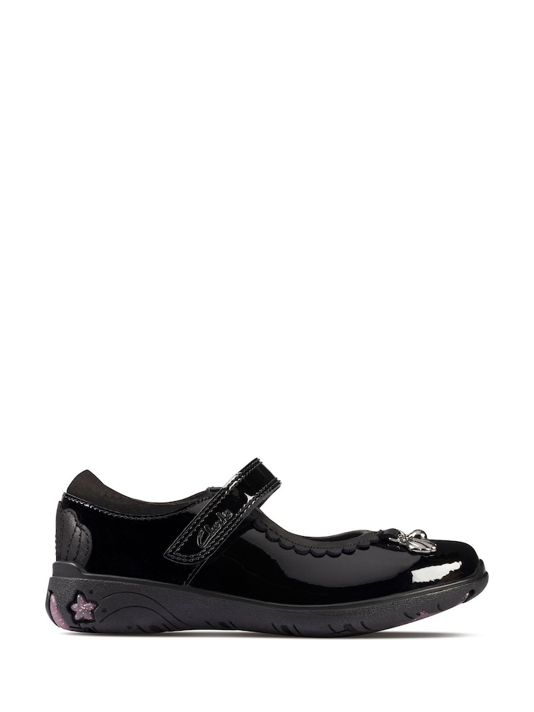 Clarks Black Sea Shimmer Wide Fit Shoes - Image 1 of 6