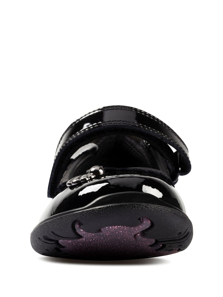 Clarks Black Sea Shimmer Wide Fit School Shoes - Image 5 of 6