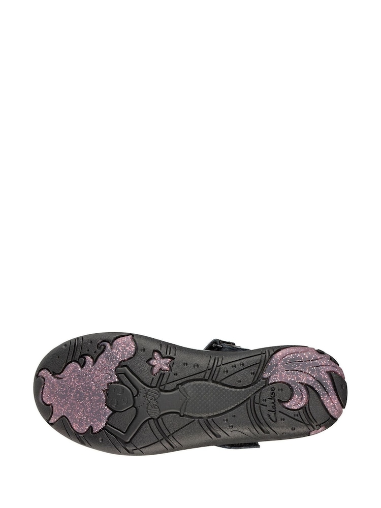 Clarks Black Sea Shimmer Wide Fit Shoes - Image 6 of 6
