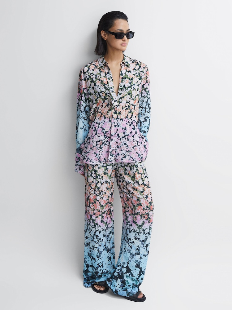 Reiss Serena broek met wijde pijpen en bloemenprint - Image 4 of 5