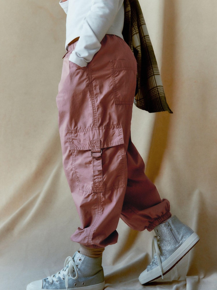 Raspberry Pink Jersey Lined Parachute Cargo Trousers (3-16yrs) - Image 1 of 10