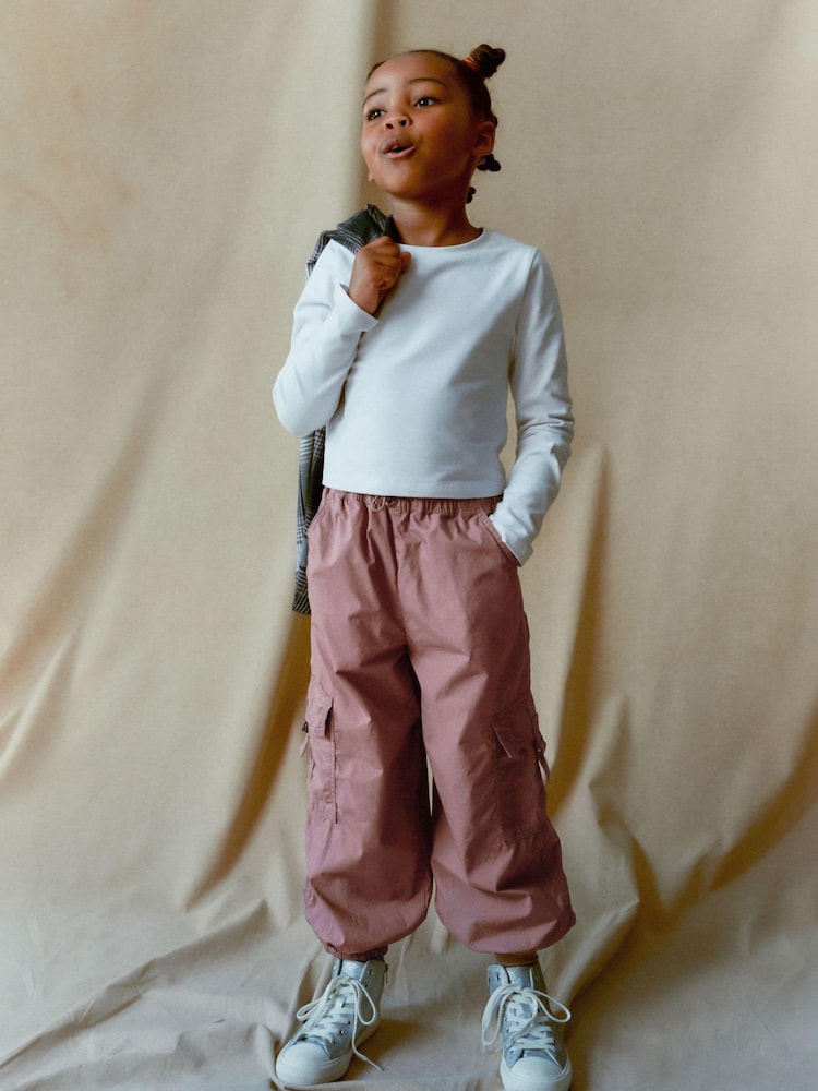 Raspberry Pink Jersey Lined Parachute Cargo Trousers (3-16yrs) - Image 2 of 10 Raspberry Pink Jersey Lined Parachute Cargo Trousers (3-16yrs) - Image 2 of 10