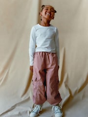Raspberry Pink Jersey Lined Parachute Cargo Trousers (3-16yrs) - Image 4 of 10