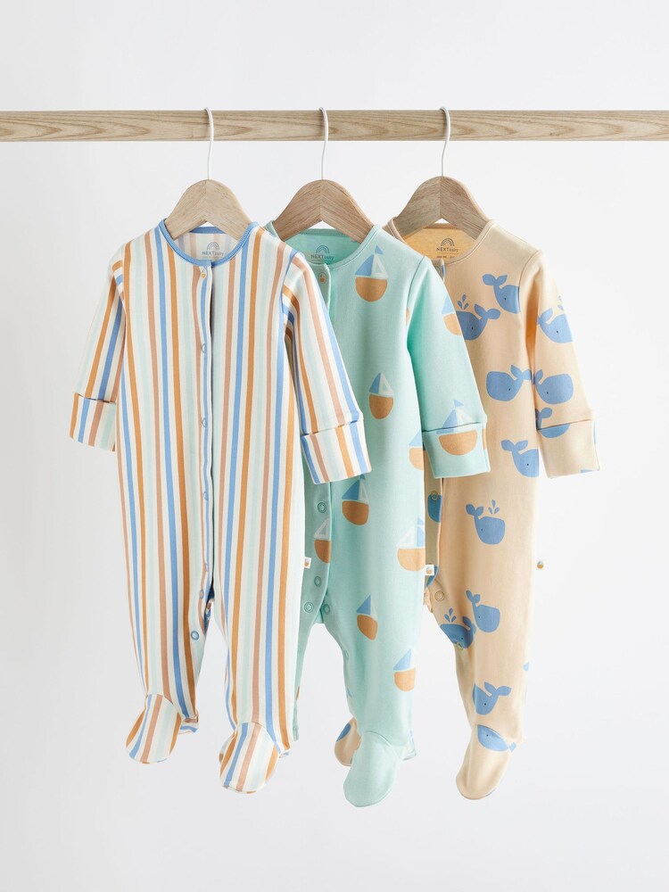 Multi Stripe Baby Sleepsuits 3 Pack (0mths-3yrs) - Image 1 of 7