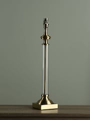 Laura Ashley Antique Brass Winston Glass Candlestick Table Lamp Base - Image 1 of 6