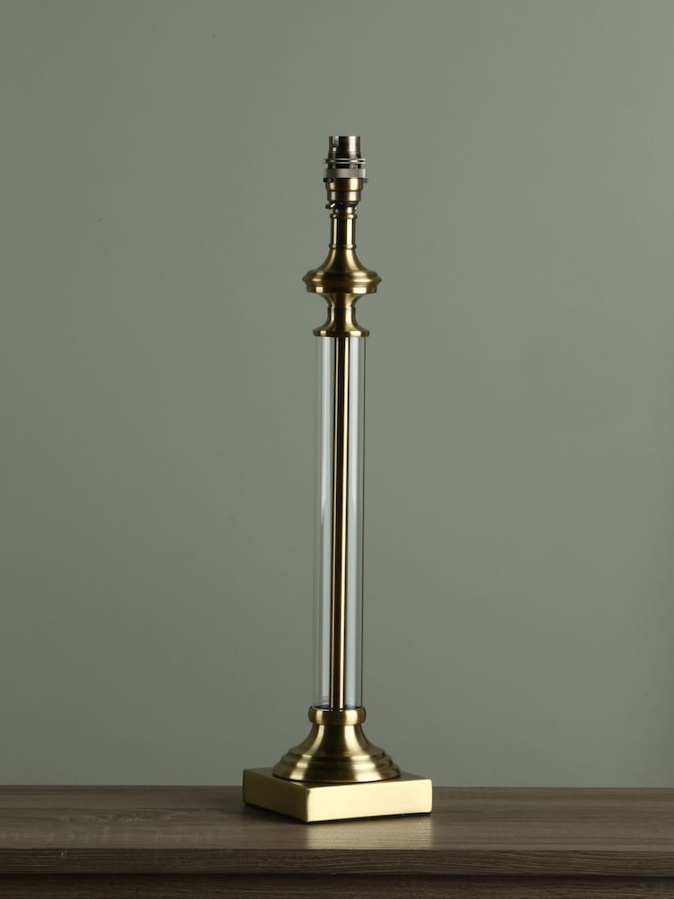 Laura Ashley Antique Brass Winston Glass Candlestick Table Lamp Base - Image 1 of 6