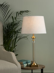 Laura Ashley Antique Brass Winston Glass Candlestick Table Lamp Base - Image 2 of 6