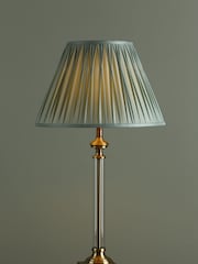 Laura Ashley Antique Brass Winston Glass Candlestick Table Lamp Base - Image 3 of 6