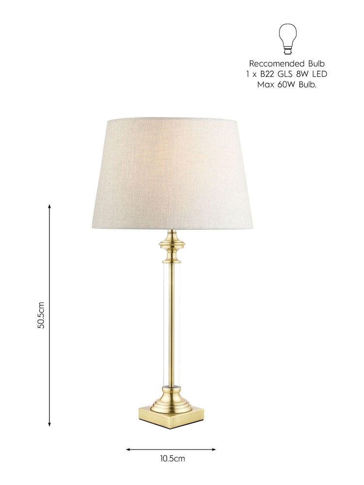 Laura Ashley Antique Brass Winston Glass Candlestick Table Lamp Base - Image 6 of 6