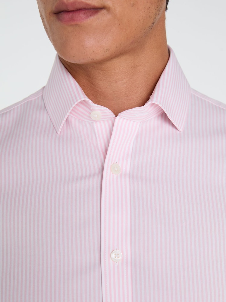 TM Lewin Pink Tailored Fit Non-Iron Regular Bengal Single Cuff Shirt - Image 2 of 2 TM Lewin Pink Tailored Fit Non-Iron Regular Bengal Single Cuff Shirt - Image 2 of 2