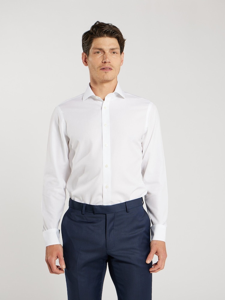 TM Lewin White Tailored Fit Non-Iron Regular Plain Poplin Single Cuff Shirt - Image 1 of 8