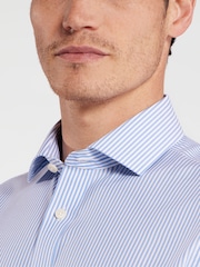 TM Lewin Blue Tailored Fit Non-Iron Regular Bengal Single Cuff Shirt - Image 3 of 8