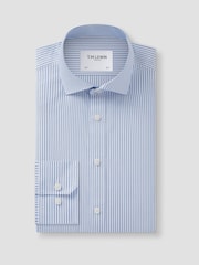 TM Lewin Blue Tailored Fit Non-Iron Regular Bengal Single Cuff Shirt - Image 5 of 8