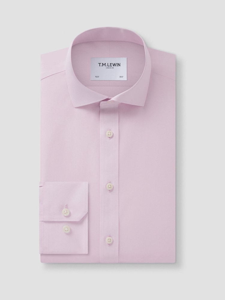 TM Lewin Pink Tailored Fit Non-Iron Regular Plain Poplin Single Cuff Shirt - Image 1 of 4
