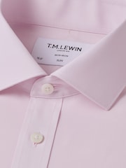 TM Lewin Pink Tailored Fit Non-Iron Regular Plain Poplin Single Cuff Shirt - Image 2 of 4