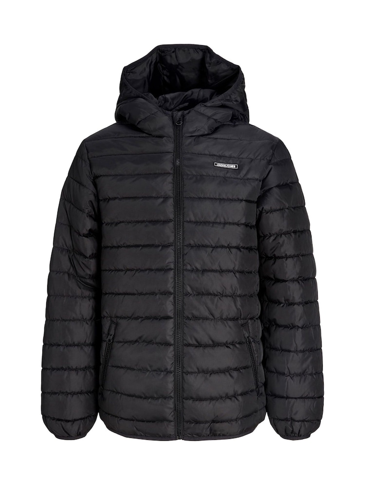 JACK & JONES JUNIOR Black Lightweight Hooded Puffer Jacket - Image 8 of 8 JACK & JONES JUNIOR Black Lightweight Hooded Puffer Jacket - Image 8 of 8