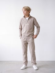 JACK & JONES JUNIOR Natural Quarter Zip Sweat Top and Open Hem Tracksuit Set - Image 2 of 3