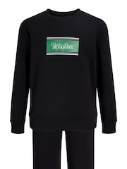 JACK & JONES JUNIOR Black Crew Neck Sweat Top and Open Hem Tracksuit Set - Image 6 of 7