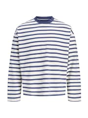 JACK & JONES JUNIOR Blue Striped Long Sleeve T-Shirt - Image 1 of 2