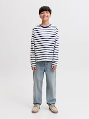 JACK & JONES JUNIOR Blue Striped Long Sleeve T-Shirt - Image 3 of 8