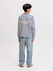 JACK & JONES JUNIOR Blue Striped Long Sleeve T-Shirt - Image 4 of 8