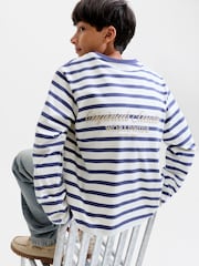 JACK & JONES JUNIOR Blue Striped Long Sleeve T-Shirt - Image 6 of 8