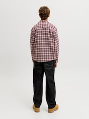 JACK & JONES JUNIOR Brown Checked Loose Fit Flannel Shirt - Image 4 of 7