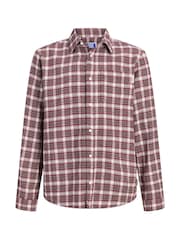 JACK & JONES JUNIOR Brown Checked Loose Fit Flannel Shirt - Image 5 of 7