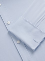 TM Lewin Blue Tailored Fit Non-Iron Regular Plain Poplin Double Cuff Shirt - Image 3 of 4