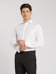 TM Lewin White Skinny Fit Non-Iron Regular Plain Poplin Double Cuff Shirt - Image 1 of 8