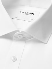 TM Lewin White Skinny Fit Non-Iron Regular Plain Poplin Double Cuff Shirt - Image 6 of 8