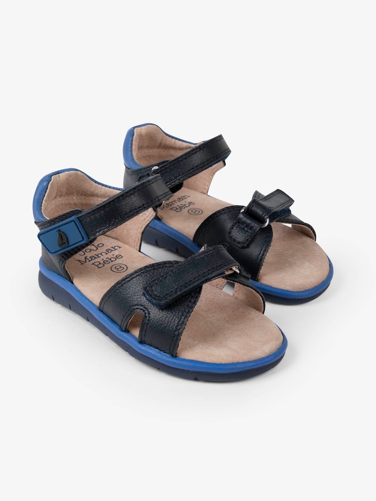 JoJo Maman Bébé Navy Boys' Leather Sandals - Image 1 of 4