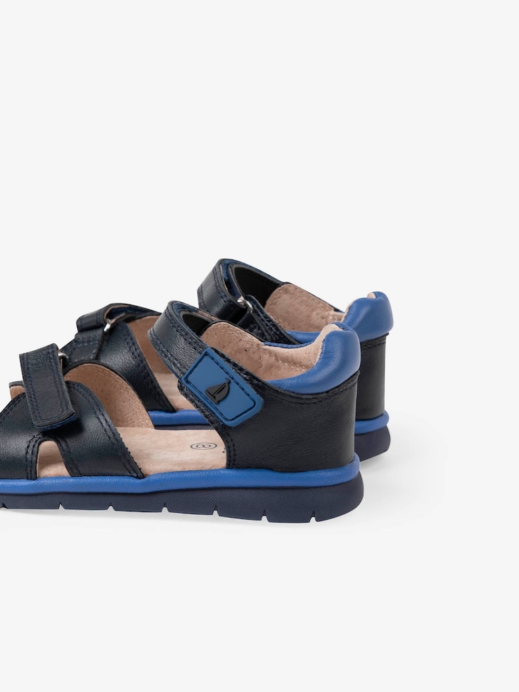 JoJo Maman Bébé Navy Boys' Leather Sandals - Image 4 of 4
