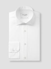 Ağ - Normal Fit - TM Lewin Non-Iron Regular Plain Poplin Single Cuff Shirt - 8şəkildən 5 şəkil