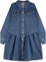 Levi's® Blue Long Sleeve Dropped Waist Dress - Image 1 of 3