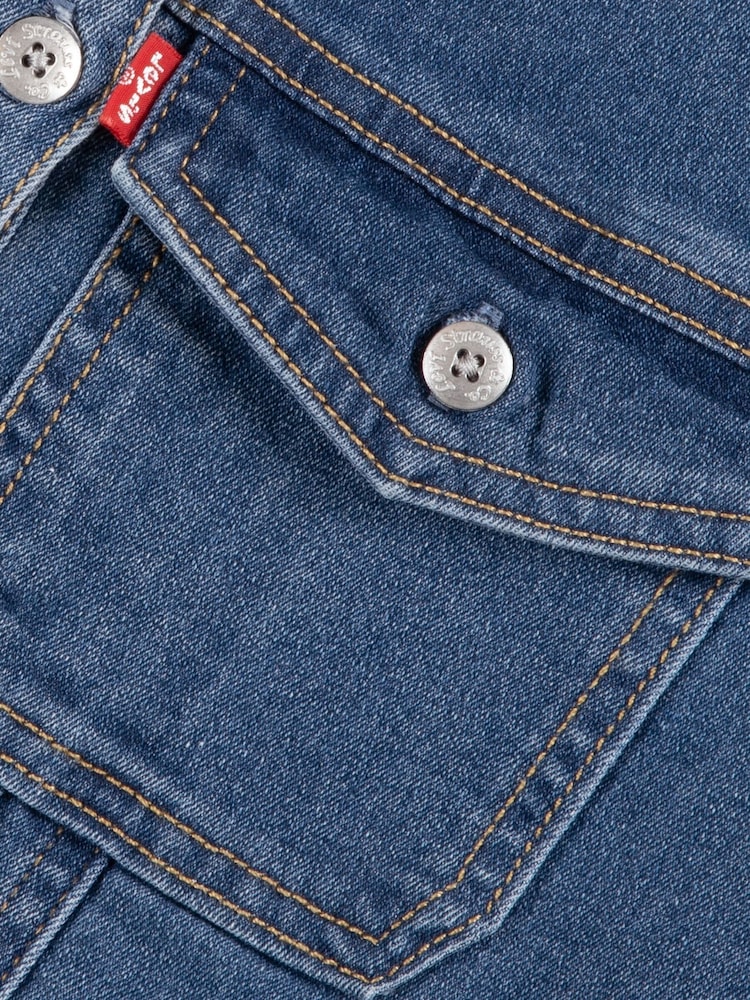 Levi's® Blue Long Sleeve Dropped Waist Dress - Image 3 of 3 Levi's® Blue Long Sleeve Dropped Waist Dress - Image 3 of 3