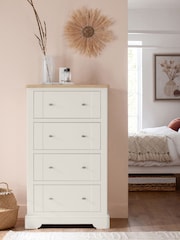 Chalk White Hampton Painted Oak Collection 4 Drawer Chest Of Drawers - Image 1 of 6