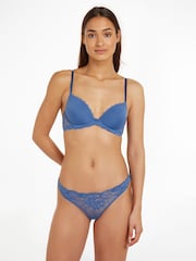 Calvin Klein Blue Seductive Comfort Lace Thong - Image 1 of 4