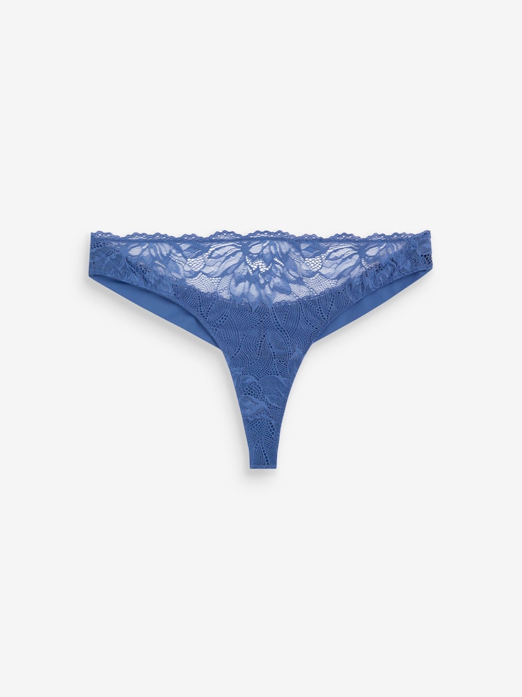 Calvin Klein Blue Seductive Comfort Lace Thong - Image 4 of 4