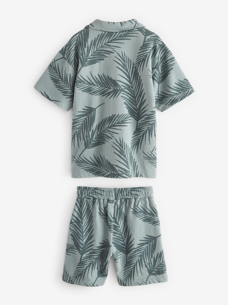 Blue Palm 100% Cotton Jersey Shirt and Shorts Set (3-16yrs) - Image 2 of 3