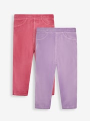 JoJo Maman Bébé Lilac Purple & Fuchsia Pink 2-Pack Jersey Cord Jeggings - Image 1 of 8