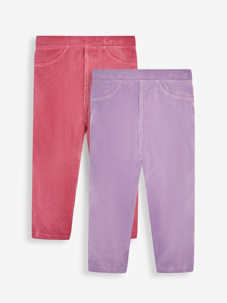 JoJo Maman Bébé Lilac Purple & Fuchsia Pink 2-Pack Jersey Cord Jeggings - Image 1 of 8