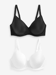 Black/White DD+ Light Pad Full Cup Smoothing T-Shirt Bras 2 Pack - Image 2 of 4