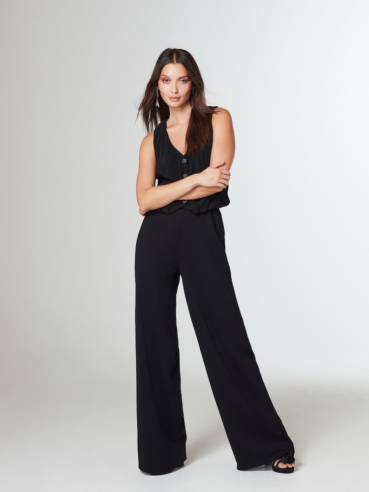 Black Tailored Plissé Waistcoat - Image 2 of 6
